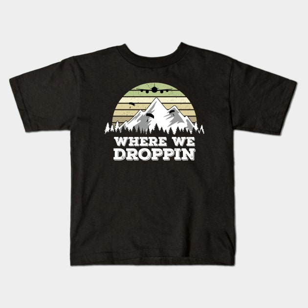 Where We Droppin, Vintage Gift Idea for Video Game Players Kids T-Shirt by Zen Cosmos Official